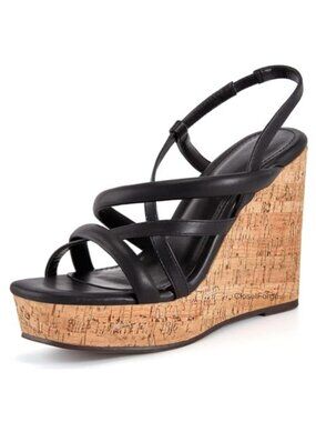 Cork Wedge Sandals Espadrilles Slingback Platform Heels for Women